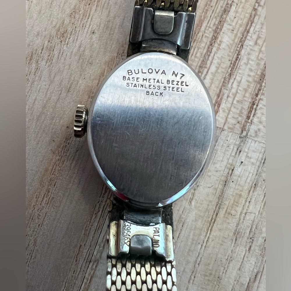 Bulova Diamond Ladies Vintage Watch Gold Plated Case Strap Burgundy Dial Works! - Picture 9 of 13